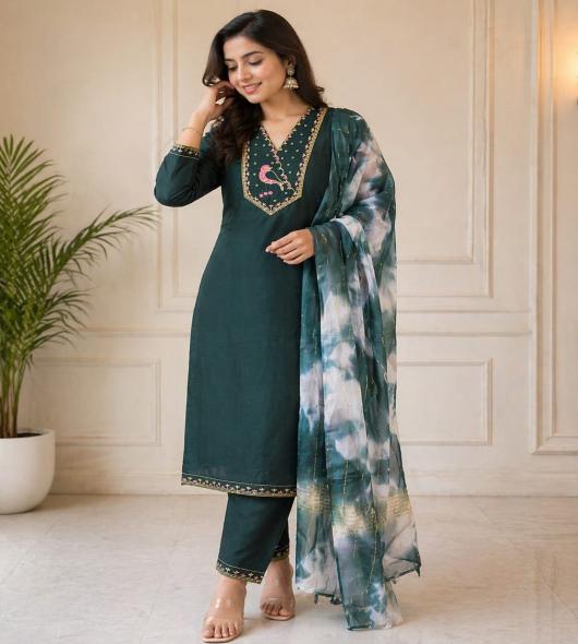 GREEN KURTI SET