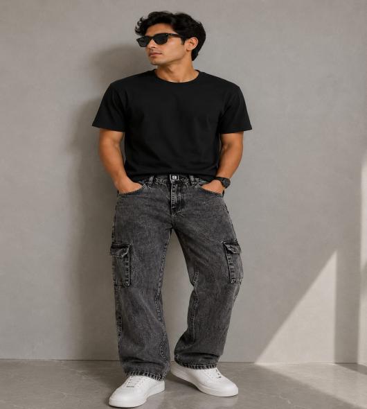 black baggy jeans