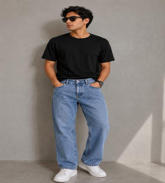 blue baggy jeans