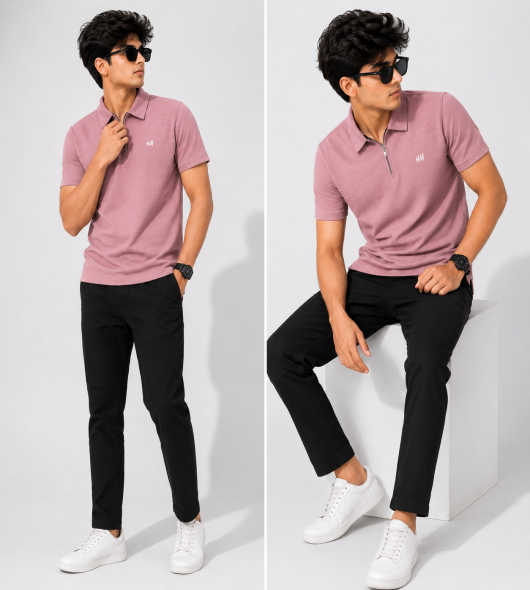 Pink Half Zip Polo