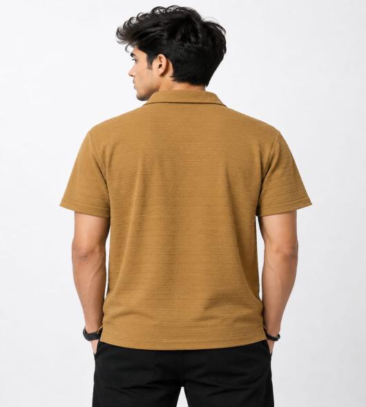 Golden brown Half Zip Polo