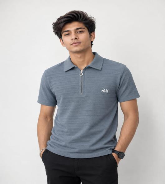 Grey Half Zip Polo