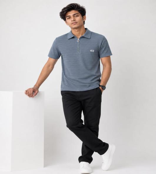 Grey Half Zip Polo