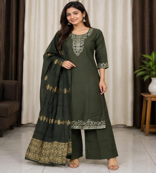 Green Plazza pair with dupatta