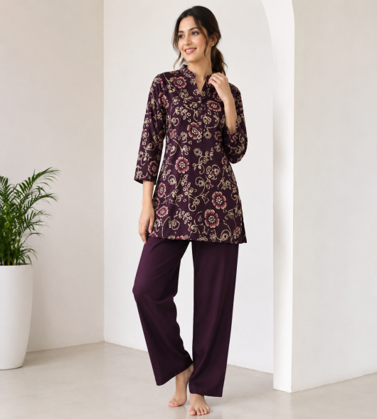 Printed Kurti & Solid Palazzo Co-ord Set